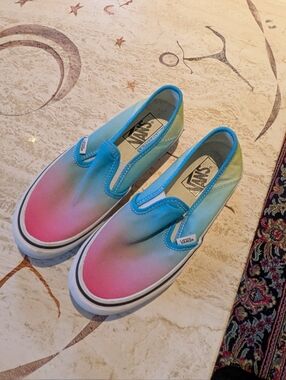 Vans W6/M4.5 Slip-On Ombre Pastel Sneakers - Pink, Blue, Green
